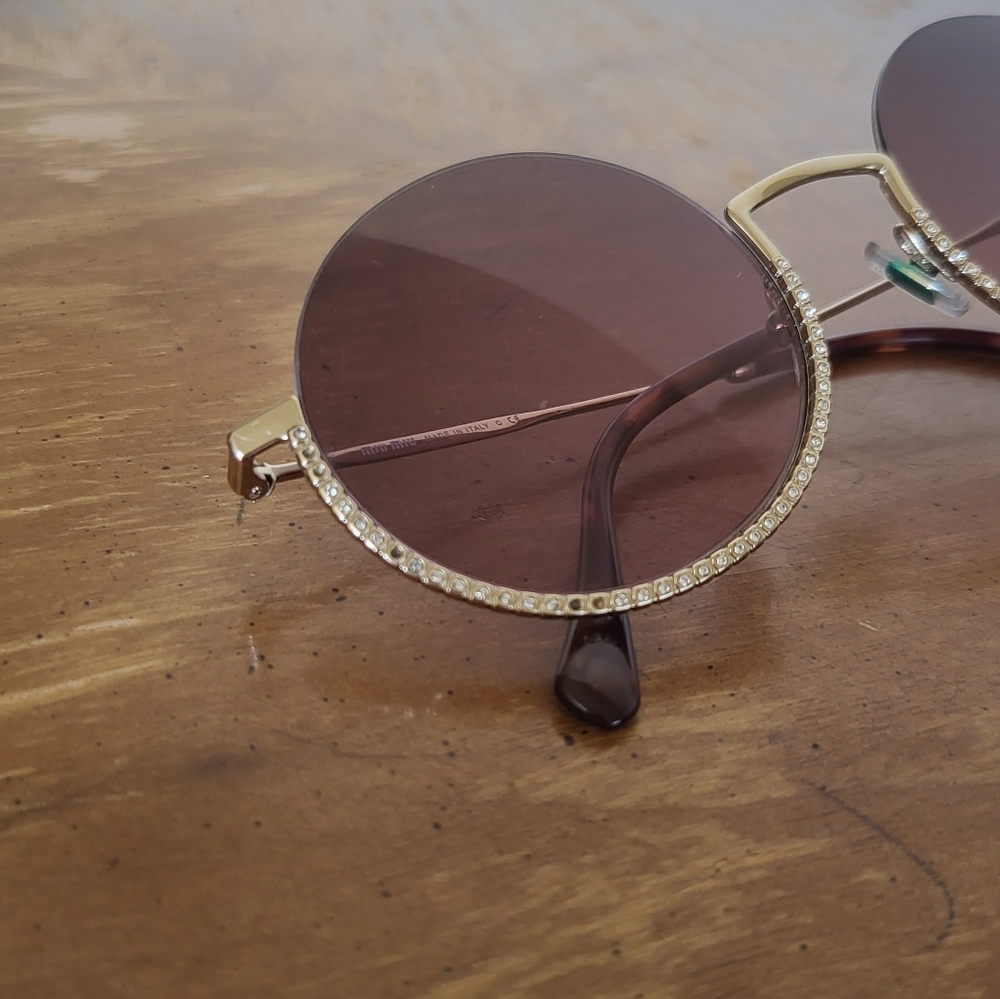 Miu Miu Rhinestone Round Circle Societe Sunglasses - Picture 11 of 12